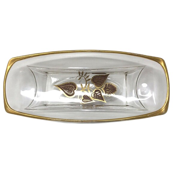 Vintage Georges Briard Candy Dish MCM Hand Painted Copper Brown & Gold Leaf - Picture 1 of 10